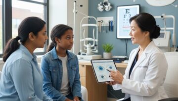 Family consulting with vision therapy specialist about post-concussion eye problems at Cook Vision Therapy Center in Marietta Georgia