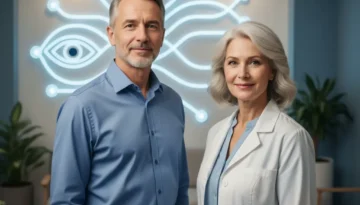 Adult men and women with aligned eyes illustrating successful strabismus treatment through vision therapy at any age